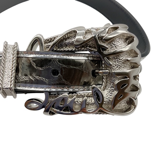 CHRISTIAN LOUBOUTIN ANTHRACITE EMBOSSED LEATHER GIDDY BELT main image 7